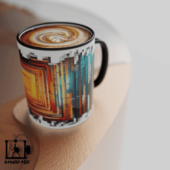 Mug ligne pixel art 3d print Mug ligne modèle 010 Tasse de couleur de bord noir (11 oz) Athena Pix