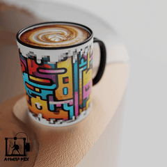 Mug ligne pixel art 3d print Mug ligne modèle 001 Tasse de couleur de bord noir (11 oz) Athena Pix