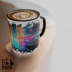 Mug ligne modèle 021 Tasse de couleur de bord noir (11 oz) pixel art 3d print Athena Pix