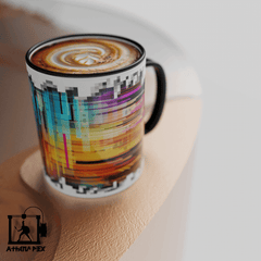 Mug ligne modèle 022 Tasse de couleur de bord noir (11 oz) pixel art 3d print Athena Pix