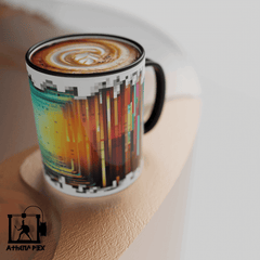 Mug ligne modèle 023 Tasse de couleur de bord noir (11 oz) pixel art 3d print Athena Pix