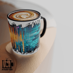 Mug ligne modèle 025 Tasse de couleur de bord noir (11 oz) pixel art 3d print Athena Pix