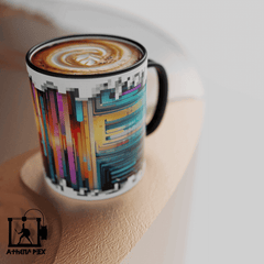 Mug ligne modèle 026 Tasse de couleur de bord noir (11 oz) pixel art 3d print Athena Pix