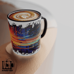 Mug ligne modèle 027 Tasse de couleur de bord noir (11 oz) pixel art 3d print Athena Pix