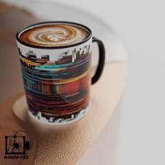 Mug ligne modèle 029 Tasse de couleur de bord noir (11 oz) pixel art 3d print Athena Pix
