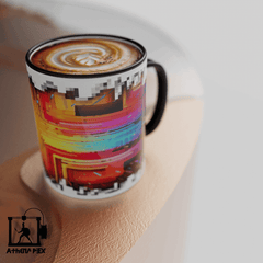 Mug ligne modèle 030 Tasse de couleur de bord noir (11 oz) pixel art 3d print Athena Pix