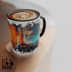 Mug ligne pixel art 3d print Mug ligne modèle 007 Tasse de couleur de bord noir (11 oz) Athena Pix
