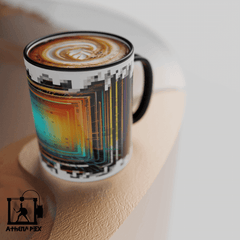 Mug ligne pixel art 3d print Mug ligne modèle 008 Tasse de couleur de bord noir (11 oz) Athena Pix
