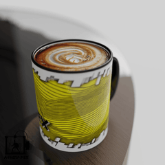 Mug filament 3d modèle 0.3 jaune Tasse de couleur de bord noir (11 oz)