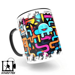 Mug ligne pixel art 3d print Mug ligne modèle 004 Tasse de couleur de bord noir (11 oz) Athena Pix