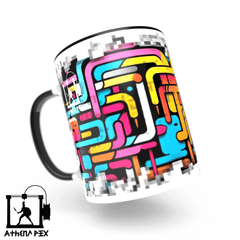 Mug ligne pixel art 3d print Mug ligne modèle 005 Tasse de couleur de bord noir (11 oz) Athena Pix