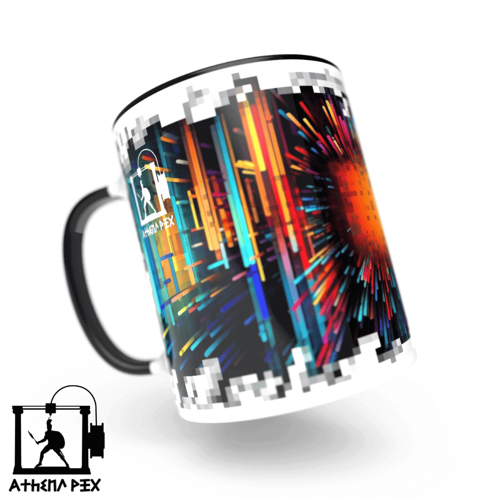 Mug ligne pixel art 3d print Mug ligne modèle 006 Tasse de couleur de bord noir (11 oz) Athena Pix