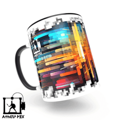 Mug ligne pixel art 3d print Mug ligne modèle 007 Tasse de couleur de bord noir (11 oz) Athena Pix