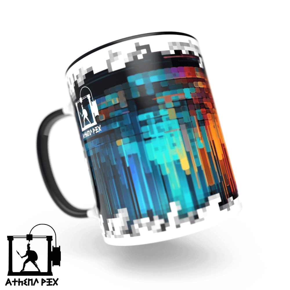 Mug ligne pixel art 3d print Mug ligne modèle 009 Tasse de couleur de bord noir (11 oz) Athena Pix
