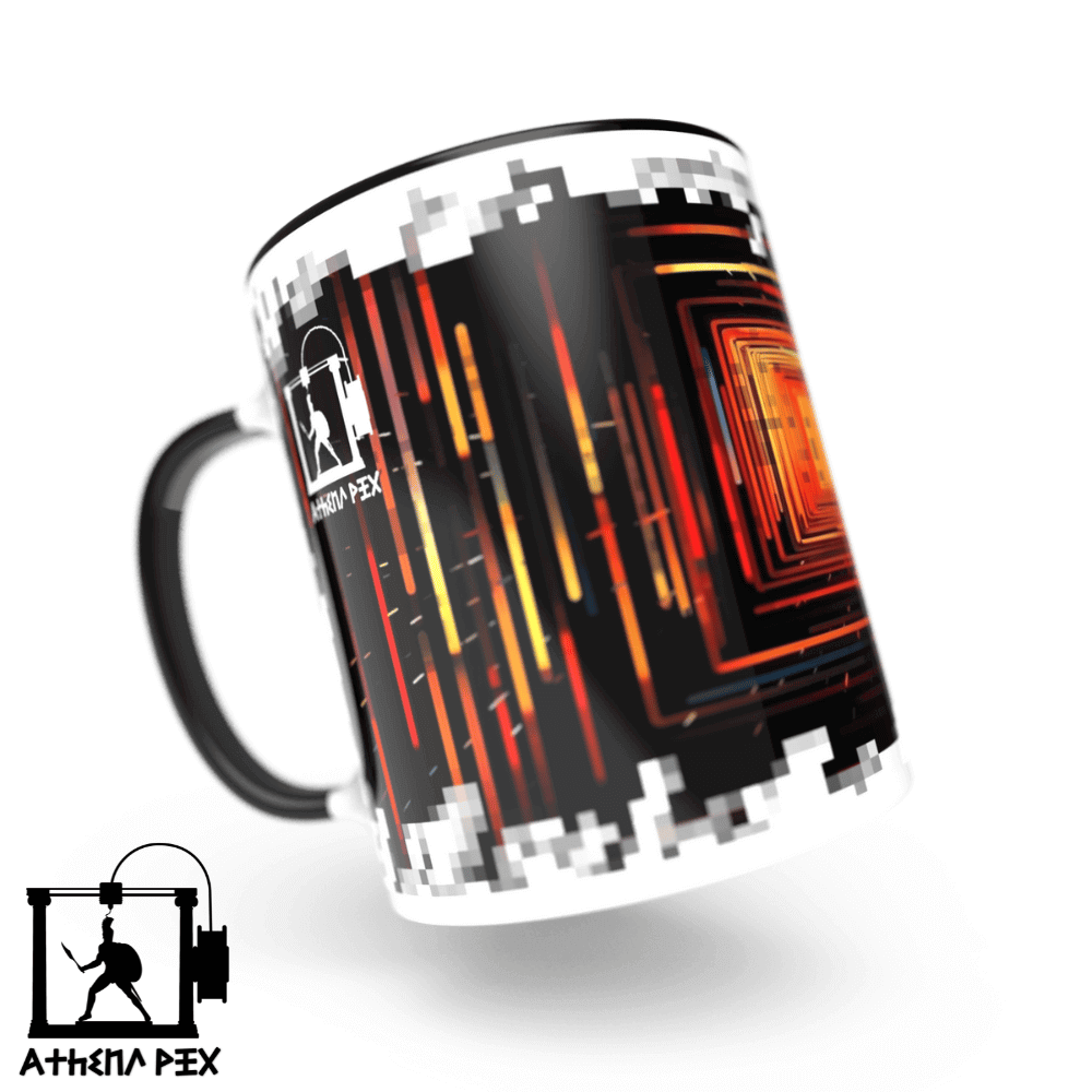 Mug ligne pixel art 3d print Mug ligne modèle 010 Tasse de couleur de bord noir (11 oz) Athena Pix