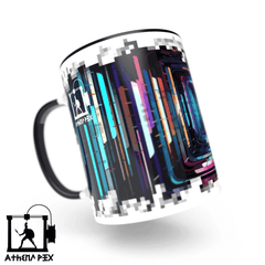 Mug ligne modèle 024 Tasse de couleur de bord noir (11 oz) pixel art 3d print Athena Pix