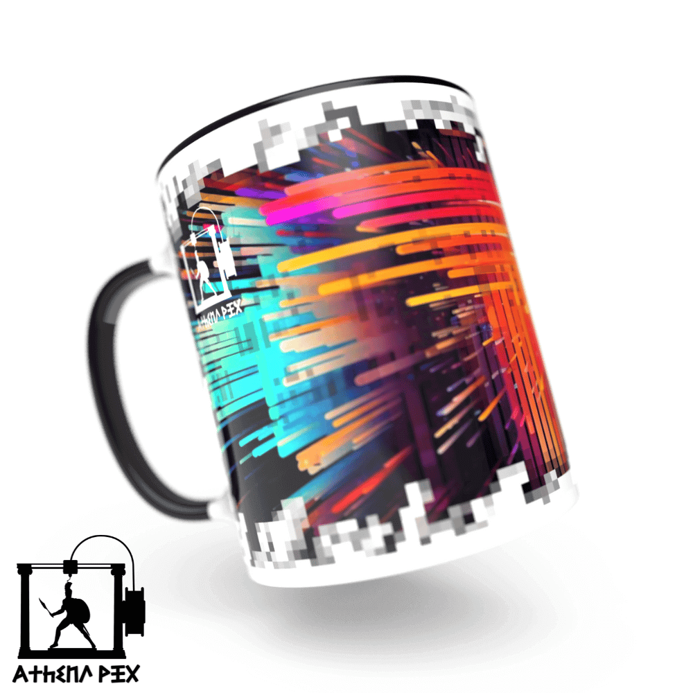 Mug ligne modèle 027 Tasse de couleur de bord noir (11 oz) pixel art 3d print Athena Pix